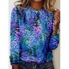 Popular camiseta de manga larga 3D para comercio exterior europeo y americano 2024, mujer, color liso, figura de flor, ropa para mujer de comercio exterior europeo y americano, un pelo lacio