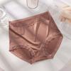 Ropa interior de mujer de satén Walt de cintura alta, parte inferior de seda de morera, entrepierna sin marcas, cómoda, talla grande, encaje, shorts