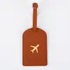 Etiqueta de equipaje multiusos de viaje de cuero PU con diseño impreso, etiqueta de equipaje creativa para maletas facturadas