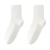 Meias Esportivas de Algodão Puro para Mulheres, Absorventes de Suor, Antibacterianas, Resistentes a Odores, Meias de Algodão Respiráveis, Resistentes ao Desgaste, Cor Sólida, Meias para Meninas