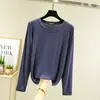 Nueva Camiseta Básica de Modal de Manga Larga para Mujer, Holgada, Talla Grande, Cuello Redondo Medio, Versátil, Casual, Delgada