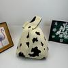 Bolso de Mano para Mujer del Festival del Bote del Dragón Panda, Bolso Cubo Tejido, Estilo Coreano y Japonés Versátil, Bolso Tote Casual, Bolsa para el Almuerzo, Lindo y Divertido