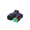Conector macho e fêmea à prova d'água tipo Dechi DT06-2S-E004, preto, com tampa traseira plana DT04-2P-E005