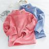 Camisa de cuello alto gruesa con forro polar para niños y niñas, de otoño e invierno, con cuello medio alto y manga larga cálida.