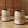 Papelera de Cuero Vintage Estilo Francés con Pedal y Tapa, Doble Capa, Estilo Minimalista, Alto Valor Estético, con Cubo Interior, Tamaño Pequeño, con Tapa