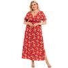 Nueva Colección de Verano de Amazon de Vestidos Florales Europeos y Americanos para Mujer de Tallas Grandes, Vestidos Largos con Abertura en V, Rebaja