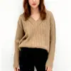 Suéter de punto suelto estilo perezoso retro francés para mujer Otoño e Invierno Nuevo Simple Casual Cuello Rayas en las axilas Top de punto