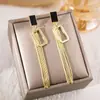 Electrochapado en Oro Real, Elegantes y Lujosos Pendientes de Circonita Negra, Pendientes de Diseño Elegante de Nicho, Sentido del Diseño y Pendientes de Gama Alta