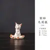 Argila Roxa Original de Yixing Feito à Mão Criativo Fofo Animal de Estimação para Chá Decoração de Casa Ornamento para Cerimônia do Chá Presente Brinquedo de Chá Que Pode Ser Usado para Criar uma Raposa de Nove Caudas