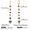 Design Silencioso e Elegante, Estilo Retrô, Brincos com Borla de Anel C de Pedra Natural Colorida, Brincos de Aço Inoxidável 18K, Joias Transfronteiriças para Mulheres