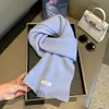 Lenço Elegante e Sereno Azul Glacial, 100% Lã Pura Australiana, Cachecol Quente de Tricô Versátil para Outono e Inverno Feminino