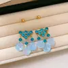 Pendientes de Flor Coloridos con Aguja de Plata Estilo Vacaciones de Verano, Pendientes de Moda de Lujo Ligero de Alta Gama, Accesorios para Orejas de Nicho para Mujeres