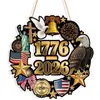 Decoração de Guirlanda para Pendurar em Porta de Madeira para o Dia da Independência Americana 2026 Transfronteiriça Placa de Boas-vindas com Bandeira Nacional Patriótica Ornamento de Festival