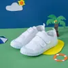 Sapatos Brancos Infantis Confortáveis Respiráveis Lona para Alunos do Jardim de Infância Meninos e Meninas Primavera Slip-on Tênis Esportivos