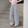 Calça Casual Fofa de Cachorrinho para Meninas 2025 Novo Estilo para Crianças Maiores, Calça de Moletom Scimitar, Calça Longa Wide-Leg Infantil Tendência