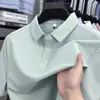 Nuevo Modelo 2025 Camisa Polo de Negocios para Hombre 7A Color Sólido Fresco Corte Holgado con Cuello Texturizado Sin Costuras y Mangas Cortas
