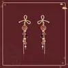 Brincos Festivos de Ano Novo Fuliman Brincos Longos com Franjas Femininos Design de Nicho Joia de Orelha Avançada