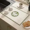 Alfombrilla Drenante de Tierra de Diatomeas Alfombrilla para Secar Utensilios de Cocina Impermeable Antideslizante No Lavable Aislante Térmico Encimera Cuero Nappa Alfombrilla Absorbente
