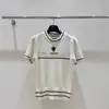 [En Stock] Tejido de Punto D Familia Cuello Redondo Bordado Estrella de Cinco Puntas Mangas Abullonadas Letra Manga Corta Tejido de Lana Top Versátil