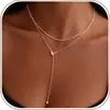 Amazon Transfronterizo Europeo y Americano Nuevo Producto Collar en Y Cobre Moda Versátil Estilo Lujo Ligero Collar en Capas Joyería para Mujer