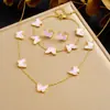 Corrente para Clavícula Borboleta Rosa Doce e Fresca Coreana e Japonesa Corrente Fina de Aço Inoxidável Banhada a Ouro Conjunto de Acessórios de Insetos