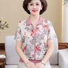 Camiseta de manga corta de verano para madres, ropa para mujeres de mediana edad y mayores de 50 a 60 años, blusa suelta de seda helada, ropa para abuelas de mediana edad