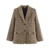 Venta al por mayor 2025 Otoño Nuevo Estilo Europeo y Americano Chaqueta de Traje de Cuadros de Perro para Mujer Traje 5085