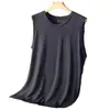 Colete sem mangas de seda gelada Camiseta masculina casual de verão Tamanho grande Recorte Fino Fresco Colete de suor Roupas de secagem rápida