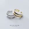 Anel Nalan de Prata S925 para Mulheres, Estilo Coreano Moda Estilo Ins Simples Anel Aberto Liso de Camada Dupla Joia J6136