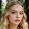 Accesorio Dorado para el Cabello con Borla de Estrella Estilo Bohemio, Accesorios de Boda Nupcial Estilo Exótico, Cadena para la Frente de Múltiples Capas Cadena para el Cabello