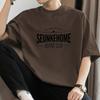 260g de algodão pesado manga curta T-shirt masculina moda roupas de verão marca de moda americana gola redonda T-shirt algodão meia manga
