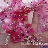 Vestido de novia francés con bordado de flores en 3D, lentejuelas y diamantes de colores, tela de encaje con lentejuelas para novia.