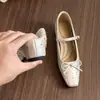 Zapatos Mary Jane para Mujer Chuyuji de Punta Cuadrada con Remaches y Lazo, Suela Suave, Cómodos, Planos de Correa Única
