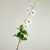 Flor de trompeta artificial de tallo largo, flor de seda para paisajismo, decoración de bodas, arreglos decorativos, flor de nicho, accesorio de fotografía, flor de trompeta con hojas