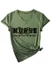 Cuidado de Enfermagem Inspirar Curar Amazon Ebay Site Independente Casual Versátil Camiseta Feminina Manga Curta Gola V
