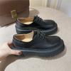 Zapatos Retro de Cuero de Punta Redonda para Mujer 2025 Nuevo Todo Combinable Gruesos de 3 Ojales Estilo Británico Aumentadores de Altura Zapatos Individuales