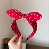 Diadema roja estilo Hong Kong retro con lunares, accesorio para el cabello de lazo, tocado adelgazante y rejuvenecedor para mujeres, diadema para lavarse la cara