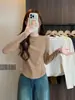 Camiseta larga de manga larga de moda para mujer hecha de tela DeRong, nuevo modelo 2026, color liso, engrosada para otoño e invierno, camiseta básica ajustada, top cálido de cuello redondo