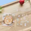 Saco Ziplock Desenho Animado Transparente Fosco Flor de Cerejeira Floco de Neve Embalagem para Joias Biscoitos Doces 100 Peças