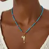 Collar Colgante con Forma de Pez de Marca Independiente, Cadena para Clavícula Colorida de Cuentas Turquesas a la Moda, Joyería Versátil de Tendencia Estilo Vacacional