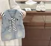 ¡Nuevo artículo de moda trendy 2026! Vestido de Verano de Mezclilla para Niña con un Chal Vintage Elegante, Vestido Estilo Coreano