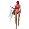 Biquíni de três peças BIKINI vermelho grande sexy para garotas quentes, estilo europeu e americano, para férias na praia e águas termais, traje de banho