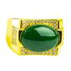Anillo de jade hetiano de imitación de jaspe dominante con apertura, anillo de llave, anillo de versión ancha de estilo clan esmeralda de color esmeralda.