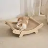 Tabla Rascadora para Gatos de Madera Maciza y Sisal, Cama para Gatos Duradera y que No Suelta Pelo, Tabla Rascadora para Uñas de Gato con Cuerda de Cáñamo Integrada, Sillón Chaise Longue para Sofá