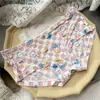 [80-120] 524 Seda de Hielo estampado lindo tiro bajo bolsa de ropa interior para mujer cadera con taladro ropa interior para mujer tiro bajo