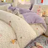 Juego de Cuatro Piezas 100% Algodón Clase A Estilo Fresco ins Funda de Edredón Individual de Algodón Puro Juego de Tres Piezas Sábana Bajera de Grado para Dormir Madre e Hijo Ropa de Cama