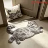 Alfombra de felpa temática de gato realista TEMU transfronteriza, imitación cachemir, alfombra gruesa para mesita de noche en el dormitorio, tapete absorbente para el baño