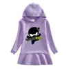 Vestido suéter com capuz infantil novo para a Primavera e Outono, desenho de menina, bebê, estilo ocidental casual, saia transfronteiriça