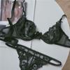 Lingerie Estilo Francês para Meninas, Floral Puro Desejo Sexy Renda Malha Ultrafino Push-Up Alça Conjunto de Sutiã Respirável
