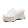 Sandalias de Tacón Alto con Suela Gruesa de Una Tira para Verano para Mujer 2025 Nuevas Sandalias de Plataforma Impermeables con Tira Pequeña Transparente